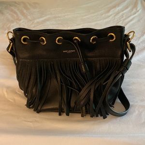 Authentic SAINT-LAURENT Emmanuel Leather Black Bag